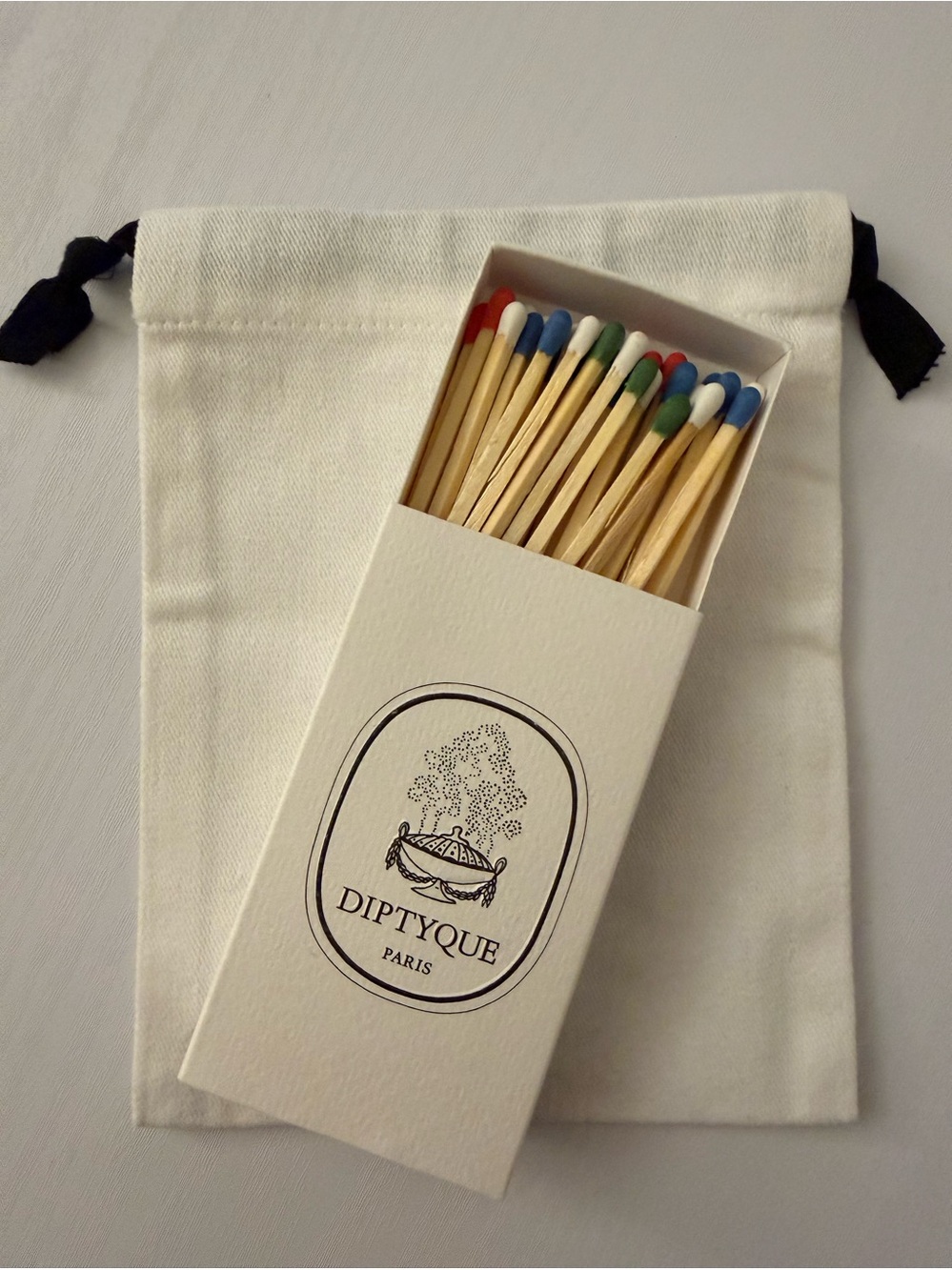New! Diptyque large multicolor matches and gift bag